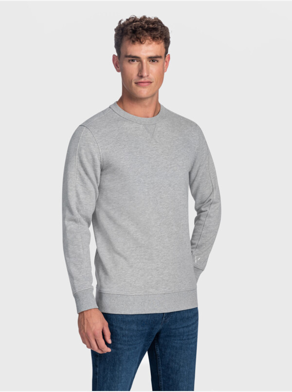 Lange regular fit Girav Cambridge Sweatshirt in grau mit Rundhalsausschnitt für Männer