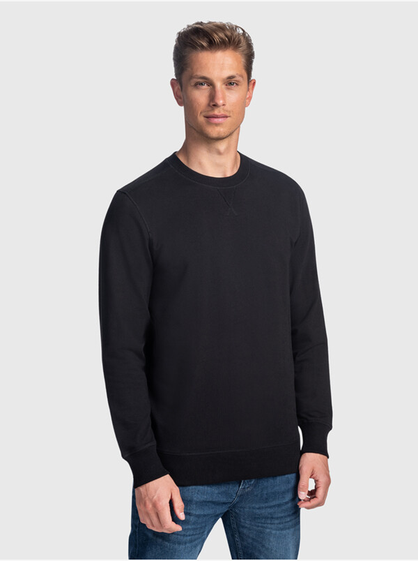 Lange regular fit Girav Princeton Light Sweatshirt in Schwarz mit Rundhalsausschnitt für Männer
