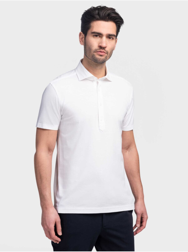 Extralanges Poloshirt Madrid Herren Weiss Regular Fit 100% Baumwolle von Girav