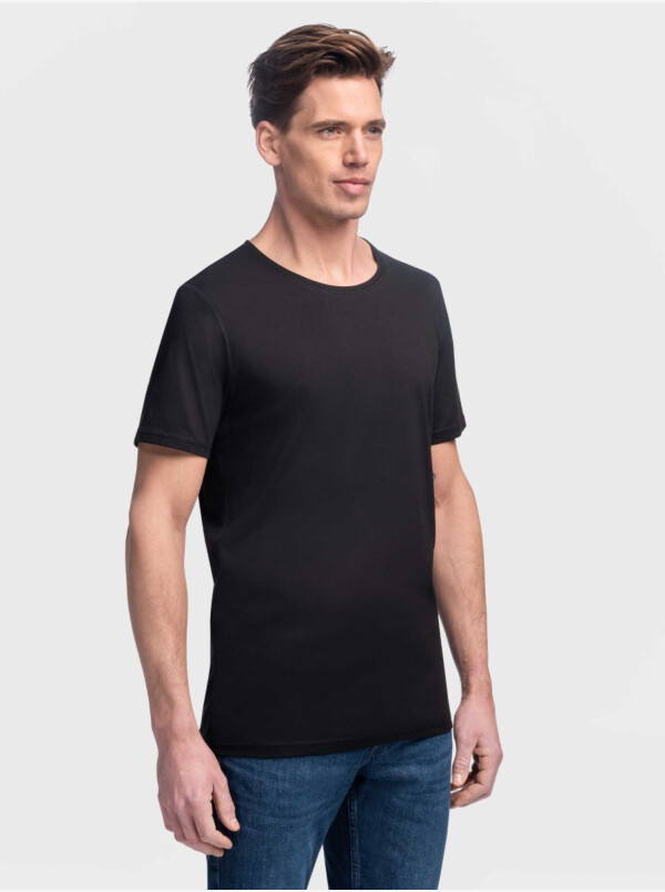 Girav Osaka T-shirt 2er-Pack Schwarz, Medium Tiefer Rundhalsausschnitt für Männer