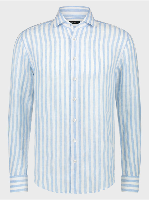 Bologna Leinen Shirt, Blau gestreift