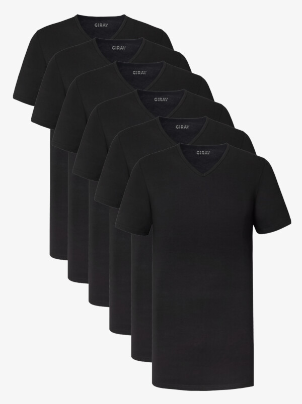 Schwarzen T-Shirt Barcelona für Herren V-Ausschnitt Slim Fit von Girav