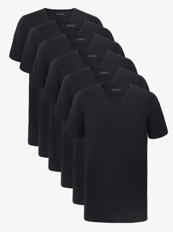 Long Black T-shirt New York for Men, Sixpack, V-neck Regular Fit made of 100% Cotton by Girav