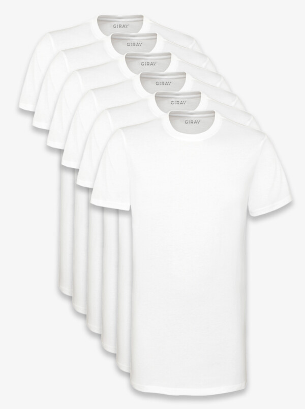 Weiss Länges Herren T-Shirt Rundhalsausschnitt Sydney 6er-Pack, 100% Baumwolle, Regular Fit von Girav